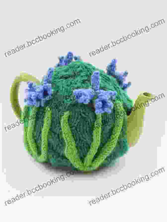 A Beautiful Knitted Bluebell Tea Cosy With Delicate Flowers And Leaves. Bluebell Tea Cosy: Knitting Pattern