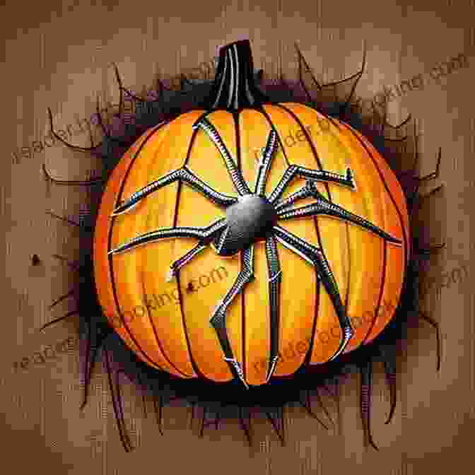 An Intricate Pumpkin Ornament Adorned With Spiderwebs, Bats, And A Metallic Finish Crochet Adorable Pumpkins: Amigurumi Pumpkin Patterns For Halloween: Crochet Pumpkin Patterns