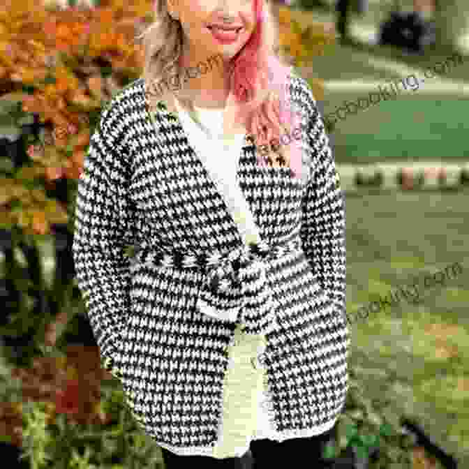 Houndstooth Cardigan Crochet Pattern Houndstooth Cardigan Crochet Pattern: A Houndstooth Cardigan Created With Basic Crochet Stitches Wear It As A Vest Or Add Sleeves And Optional Buttons