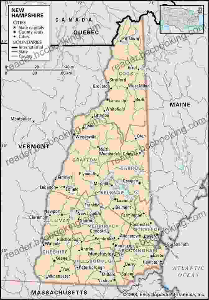 Map Of New Hampshire, Where The Story Is Set The Devil And Daniel Webster