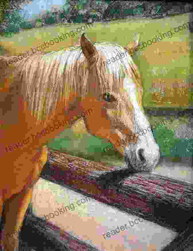 Pastel Drawing Of A Palomino Horse With Flowing Mane And Tail, Captured Against A Soft Golden Background, Showcasing The Artist's Mastery Of Light And Shadow Creating A Palomino In Pastels