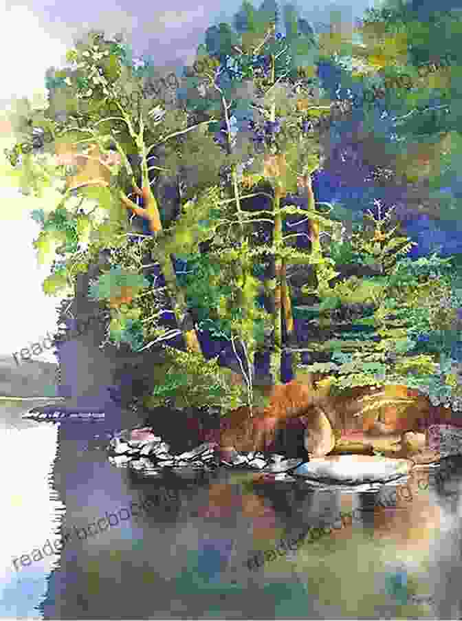 Stunning Watercolor Landscape Painting Depicting A Serene Lake Playing With Paints Watercolor